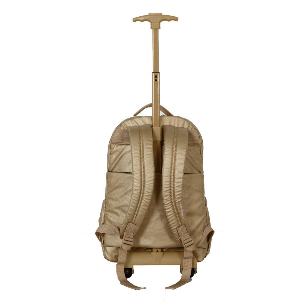 Mochila Escolar Feminina Perolada com Rodinha Dourada - 5