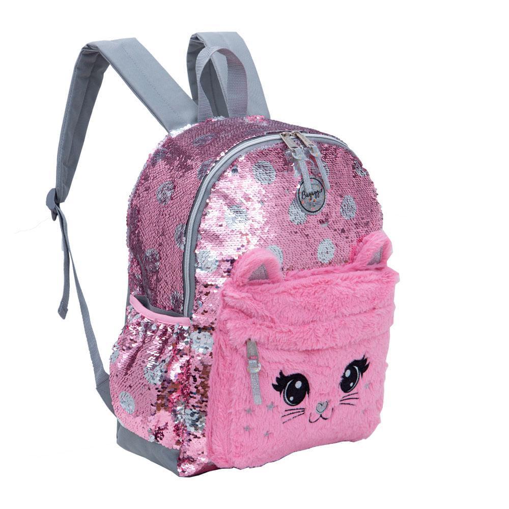 Mochila Escolar Feminina Gatinho Rosa - 2