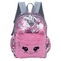 Mochila Escolar Feminina Gatinho Rosa - 1