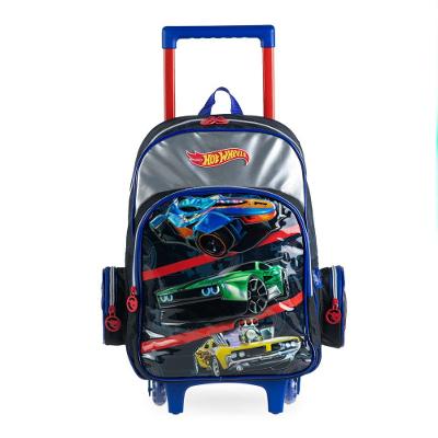 Mochila Escolar Infantil Rodinhas Hot Wheels Preta
