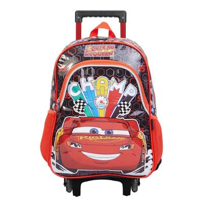 Mochila Infantil Masculina Disney Carros com Rodinha Vermelha