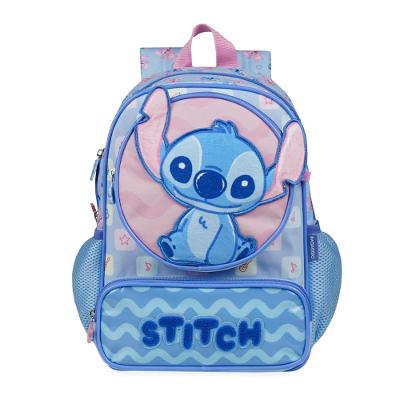 Mochila Escolar Feminina Infantil Stitch Baby Azul Claro