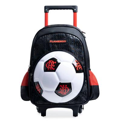 Mochila de Rodinha Infantil Masculina Flamengo Oficial Bola de Futebol