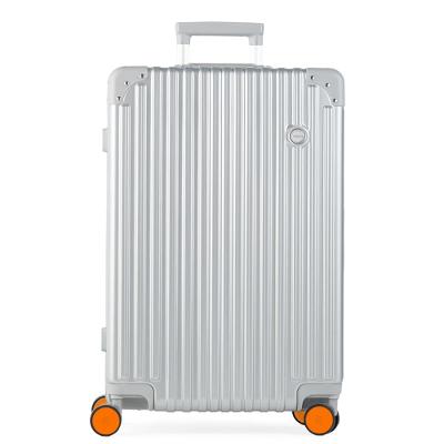 Mala Média 23 kg de Policarbonato 4 Rodas Kyoto II Prata Rodinha Laranja