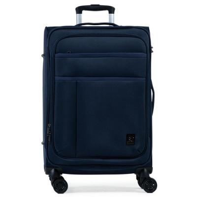 Mala Média 23kg Poliéster 4 Rodas 26" Lyon Azul Escuro