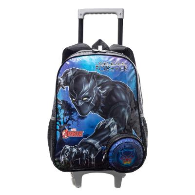 Mochila Infantil Masculina Pantera Negra com Rodinha Preta