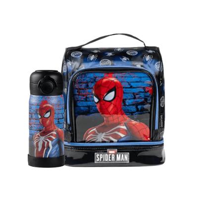 Kit Lancheira Térmica Masculina + Garrafinha Térmica 350ml Homem Aranha Azul Escuro