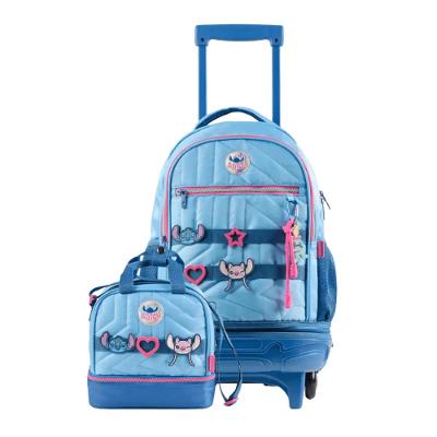 Kit Mochila de Rodinhas + Lancheira Térmica Stitch Star Azul