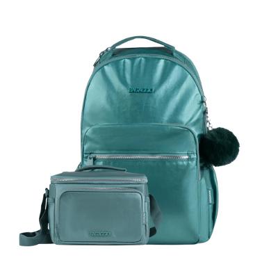 Kit Mochila Feminina + Lancheira Térmica Perolada Verde
