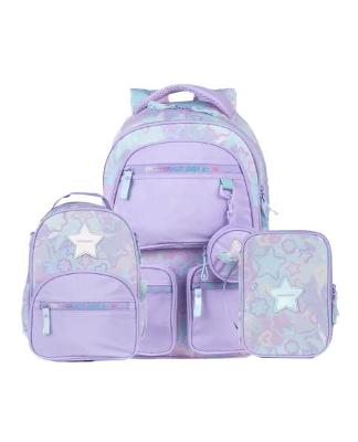 Kit Mochila  + Lancheira Térmica + Estojo Star Candy Lilás