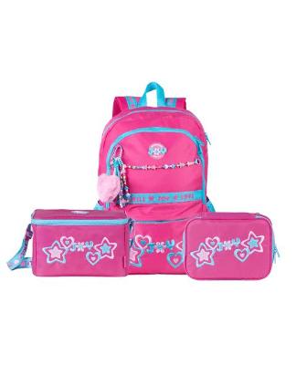 Kit Mochila Escolar Feminina + Lancheira Térmica + Estojo Box Juvenil BG Joy Rosa