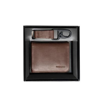 Kit Carteira Masculina + Chaveiro de Couro Class Café