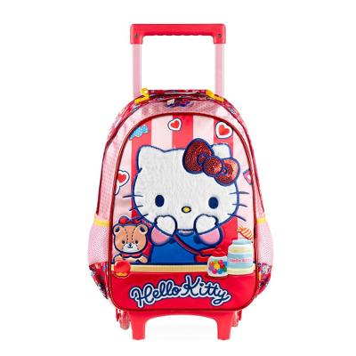Mochila de Rodinha Escolar Feminina Hello Kitty Vermelha
