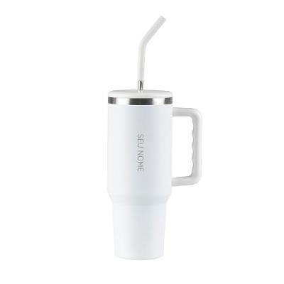 Copo Térmico com Canudo Dual 1,2L Branco