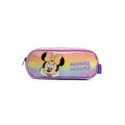 Estojo Escolar Feminino Médio Minnie 3 Compartimentos Lilás