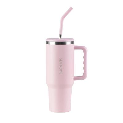 Copo Térmico com Canudo Dual 1,2L Rosa