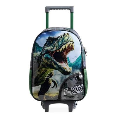 Mochila Rodinha Infantil Masculina Dinossauro Verde Escuro
