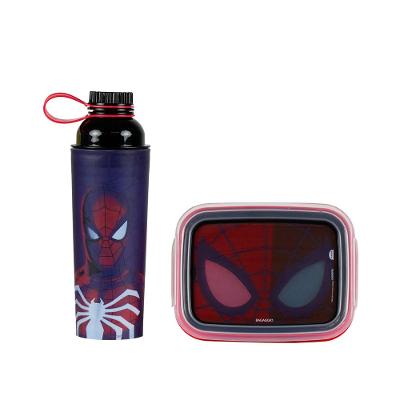 Kit Garrafa e Pote Infantis Homem Aranha Azul Escuro