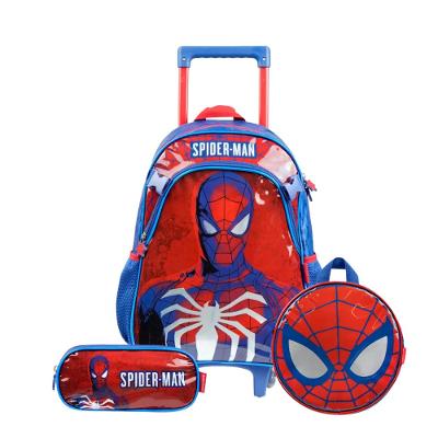 Kit Mochila de Rodinha, Lancheira e Estojo Homem Aranha Azul
