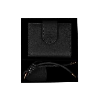 Kit Carteira + Chaveiro Feminino Preto