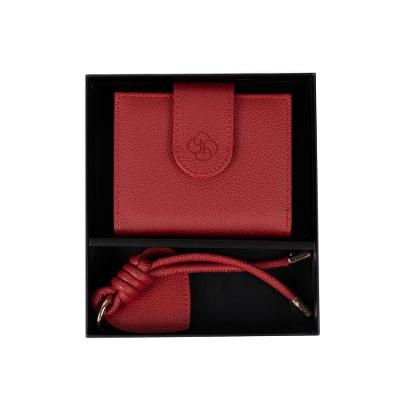 Kit Carteira + Chaveiro Feminino Vermelho