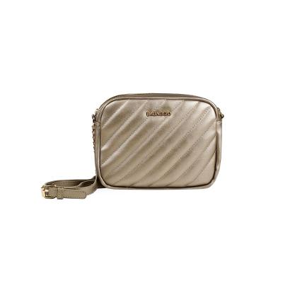 Bolsa Transversal Feminina com Correntes Matelasse Dourada