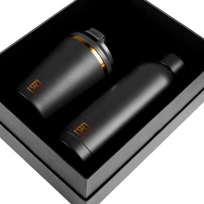 Kit Copo 350 Ml e Garrafa 500 Ml Edição Floral Gold Térmico Preto