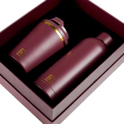 Kit Copo 350 Ml e Garrafa 500 Ml Edição Floral Gold Térmico Vinho