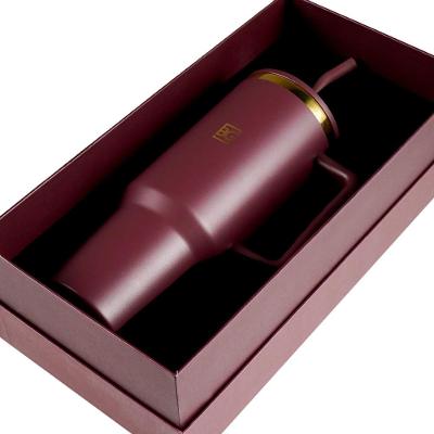 Kit Copo Térmico com Canudo Edição Floral Gold 1,2 L Vinho