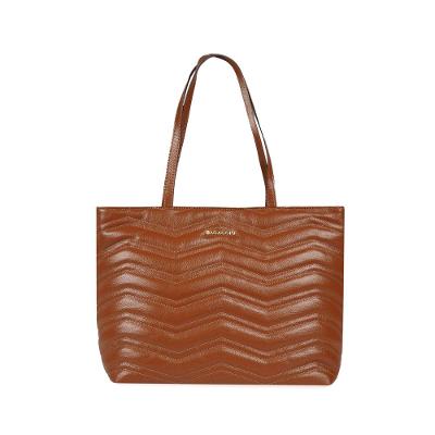 Bolsa Tote Feminina Grande ZigZag Couro Matelasse Grande Caramelo