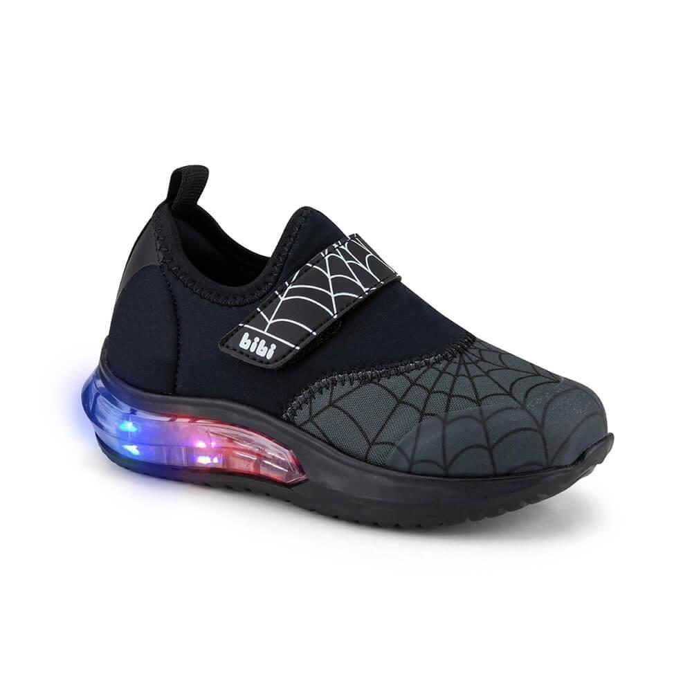 Tênis Infantil de Luz Bibi Space Wave 3.0 Preto e Grafite de Aranha - 1
