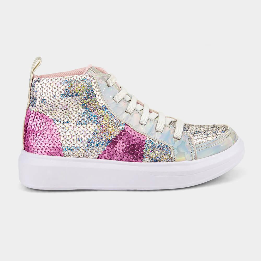 Abotinado Infantil Bibi Glam Branco Com Rosa - 1