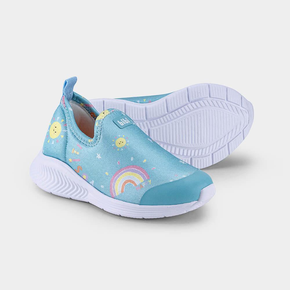 Tênis Infantil Bibi Fly Baby II Azul Sky Estampa Arco-íris - 4