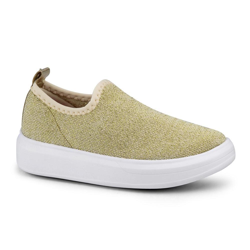 Tênis Infantil Bibi Feminino Knit Dourado com Brilho Glam - 1109006 - 1