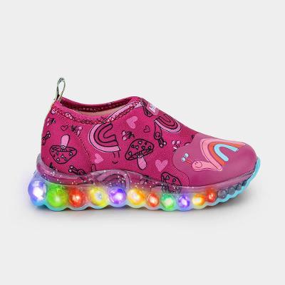 Tênis Infantil de Luz Bibi Roller Celebration Rosa com Caracol