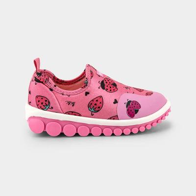 Tênis Infantil Bibi Roller 2.0 Rosa com Estampa Morango e Joaninha