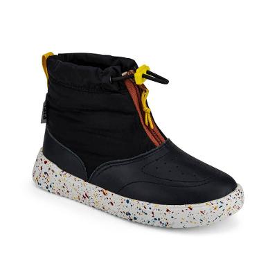 Tênis Abotinado Infantil Bibi de Couro e Nylon Preto New Way