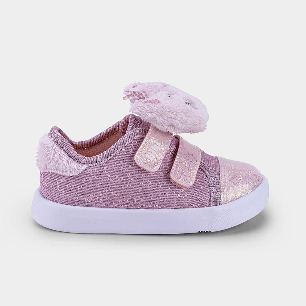 Tênis Infantil Bibi Agility Mini II Rosa com Gatinho Pelúcia - 1
