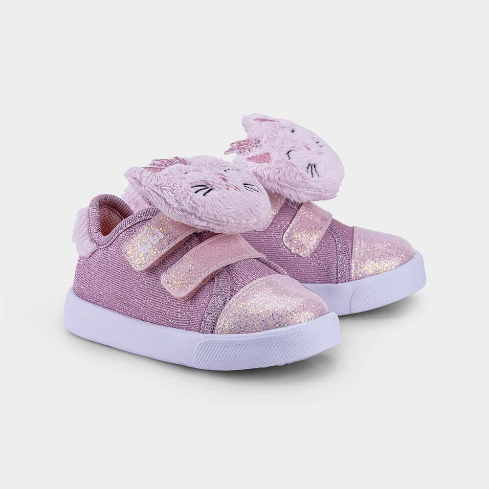 Tênis Infantil Bibi Agility Mini II Rosa com Gatinho Pelúcia - 2