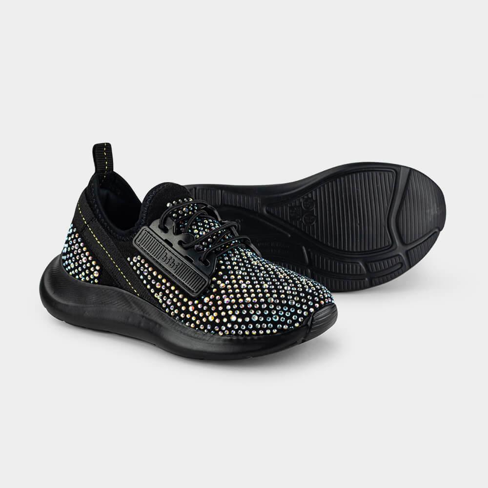 Tênis Infantil Bibi Shine Preto com Pedrinhas Brilhosas - 4