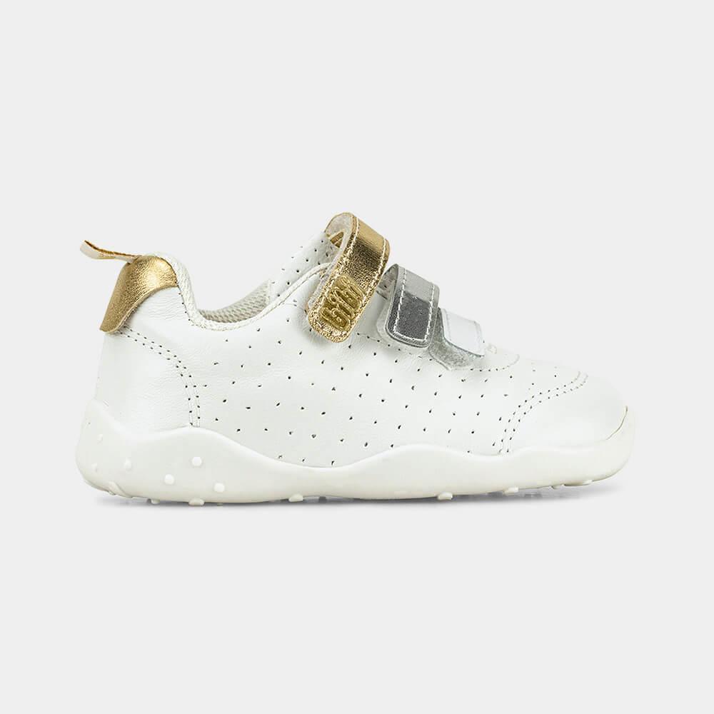 Tênis Infantil Bibi Fisioflex Originals Branco com Dourado - 1