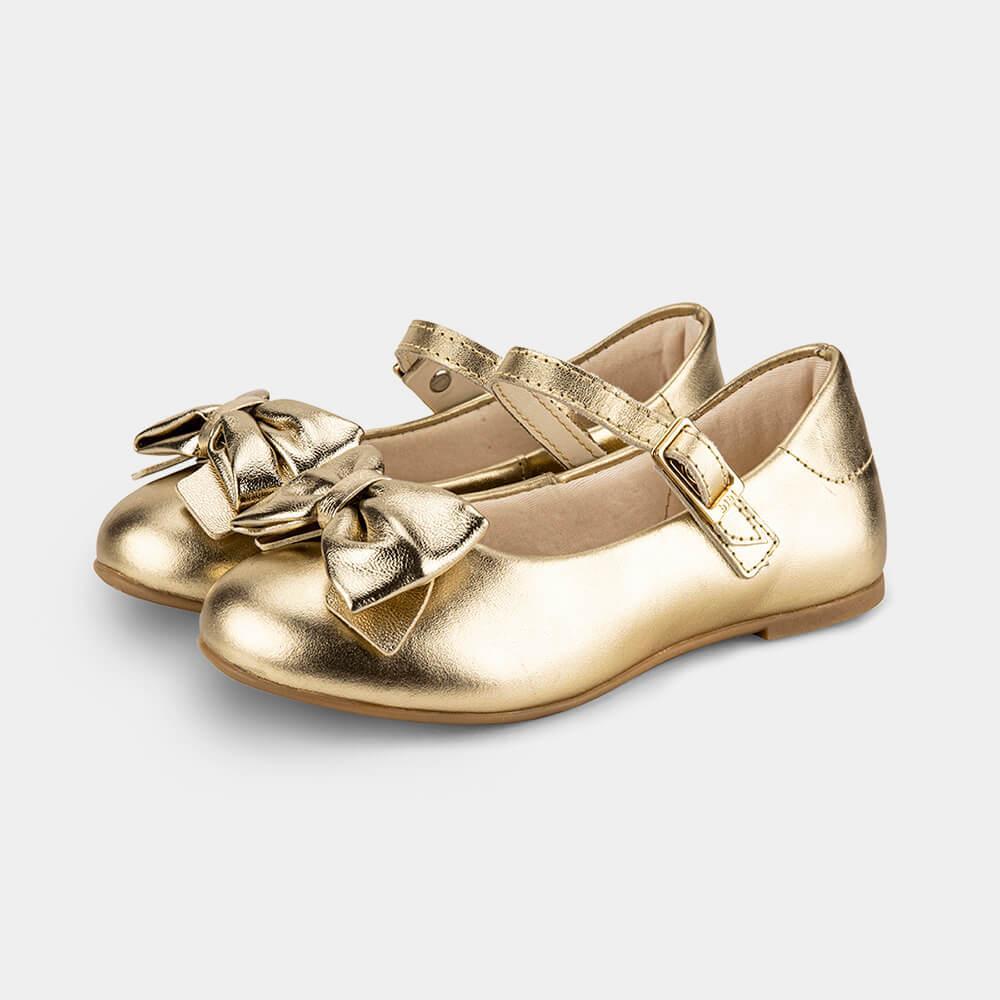 Sapatilha Infantil Bibi Ballerina Basic Dourada com Laço - 2