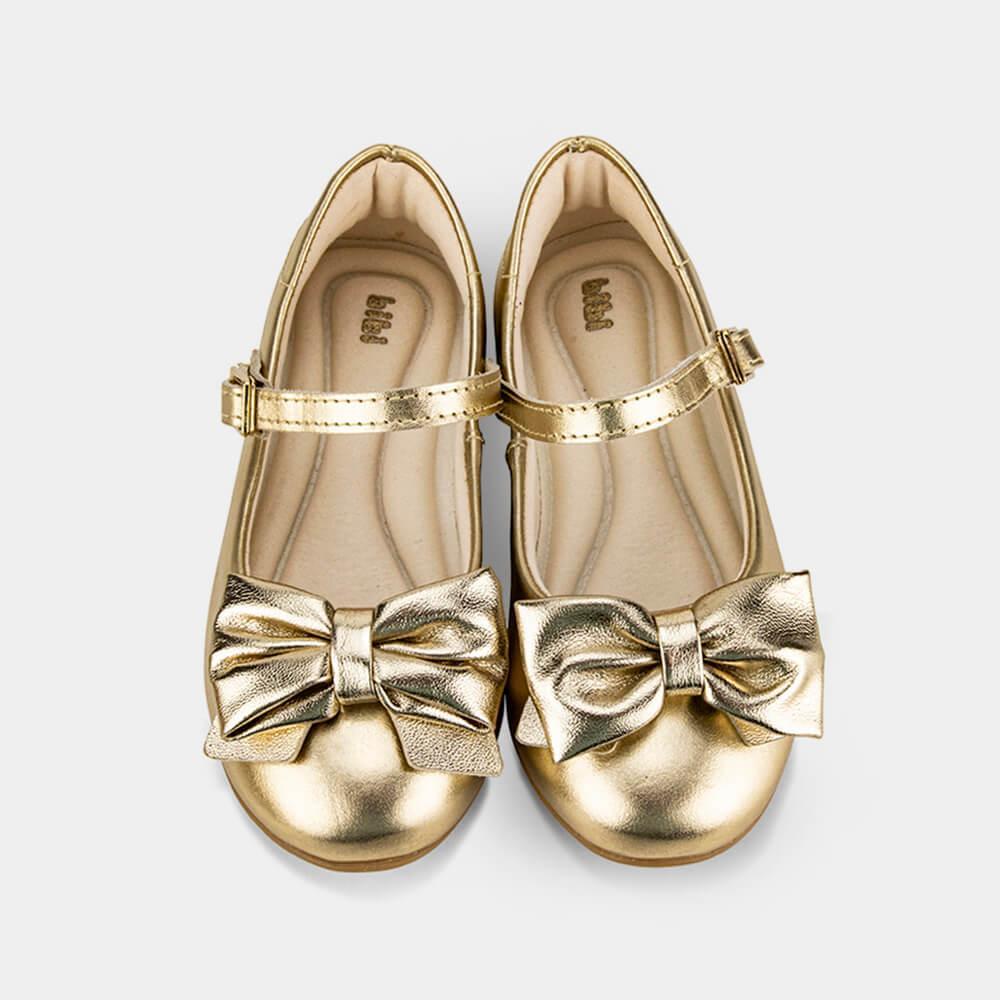Sapatilha Infantil Bibi Ballerina Basic Dourada com Laço - 3