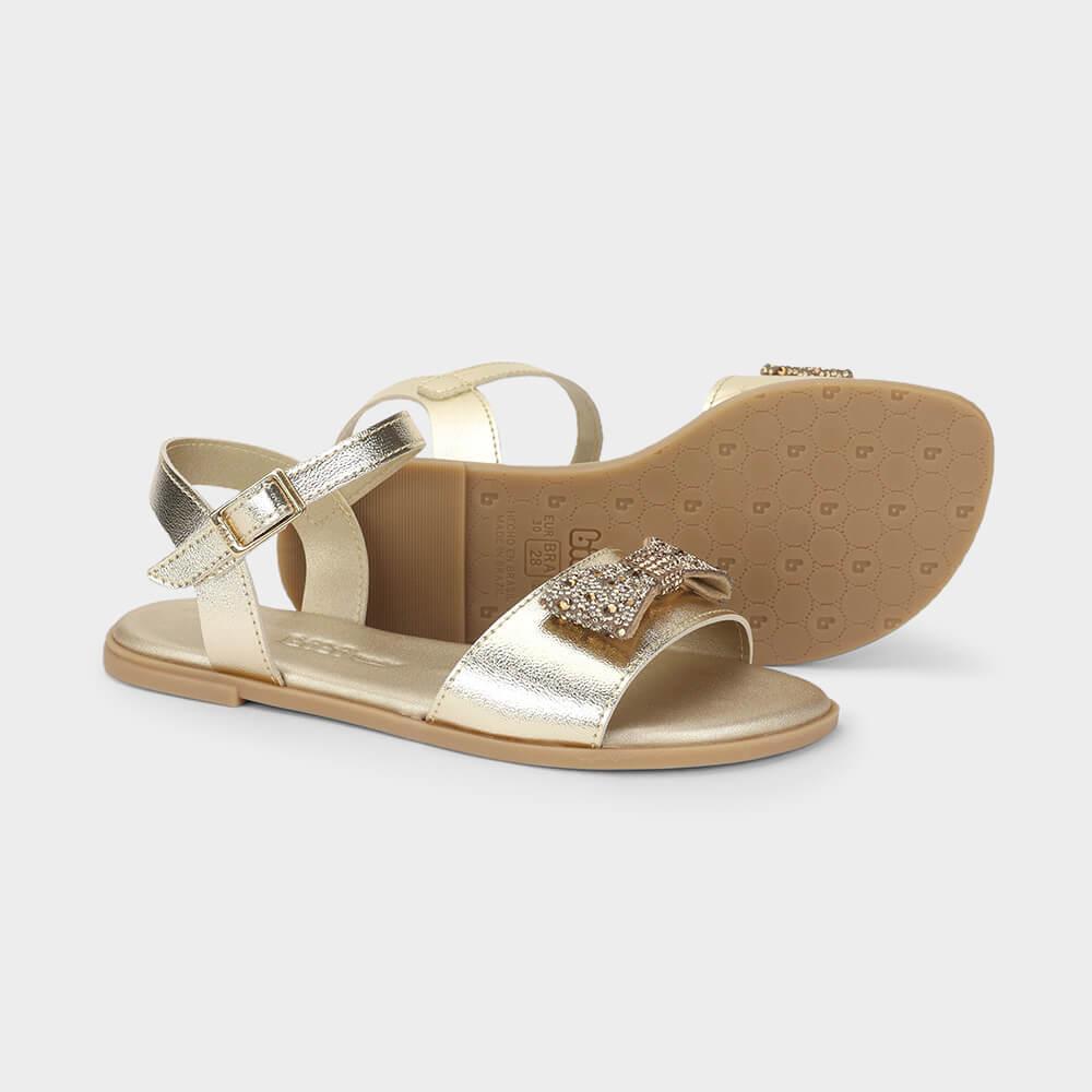 Sandália Infantil Bibi Shine Kids Dourada com Laço - 4