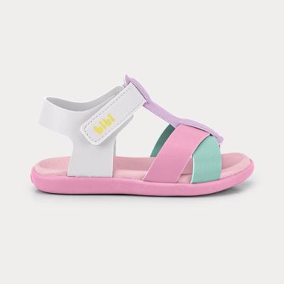 Sandália Infantil Bibi Baby Soft II Rosa com Branco