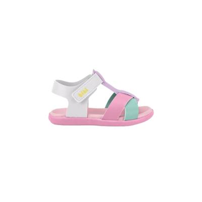 Sandália Infantil Bibi Baby Soft II Rosa com Branco