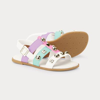 Sandália Infantil Bibi Shine Kids Bege com Rosa