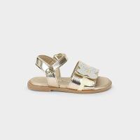 Sandália Infantil Bibi Shine Mini Dourada de Flor - 1