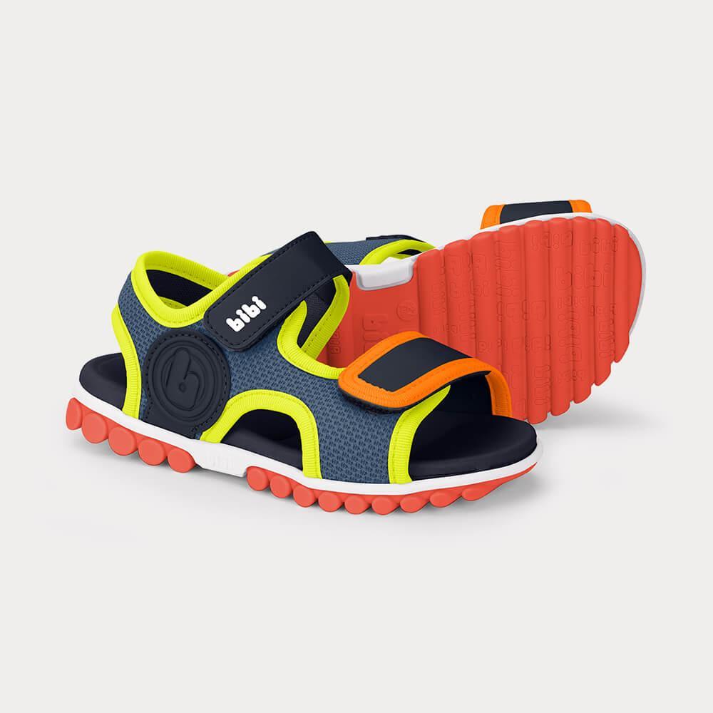 Sandália Infantil Bibi Summer Roller Sport  Azul com Amarelo - 4