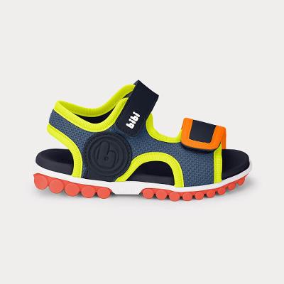 Sandália Infantil Bibi Summer Roller Sport  Azul com Amarelo